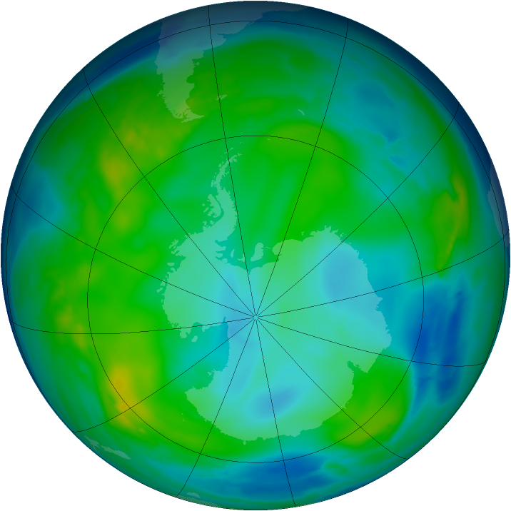 Antarctic ozone map for 06 June 2008